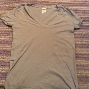 Pink short sleeve V-neck shirt